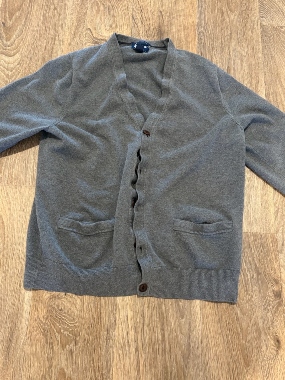 Lands' End Men's Gray V-Neck Button Cardigan